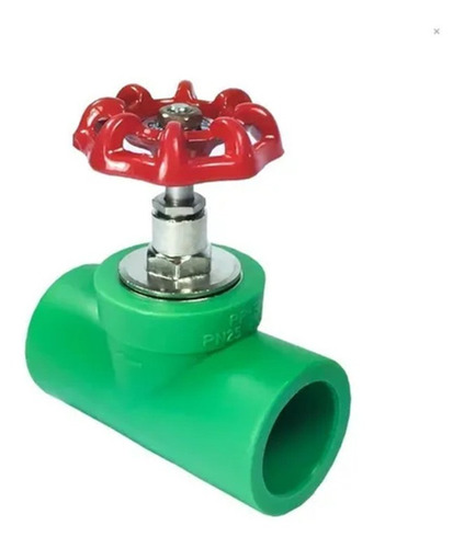 Llave Paso 20 Mm Ppr Verde Manilla Met. Roja