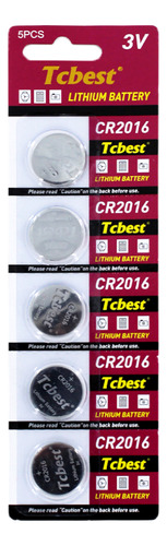 Pilas Baterias Tcbest Cr2016 Tamaño Botón 3 Voltios 5 Baterias