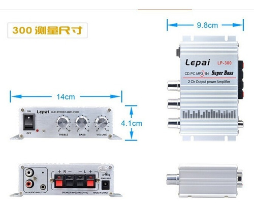 Mini Amplificador Potencia Lepy Lp300 Entrada Audio Rca/aux