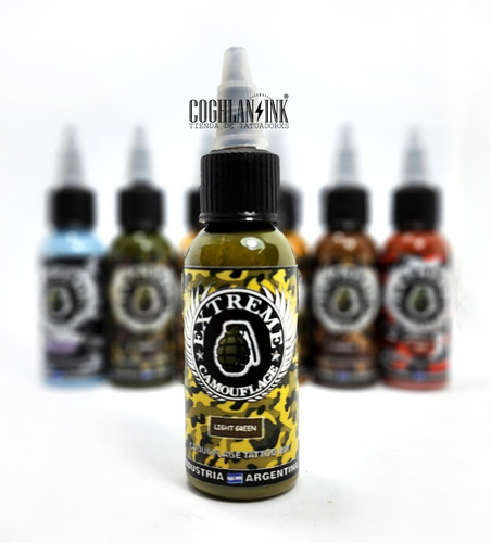 Imagen 8 de 10 de Tinta Tattoo Extreme Set Camouflage X 7oz Tatuajes Tatuar