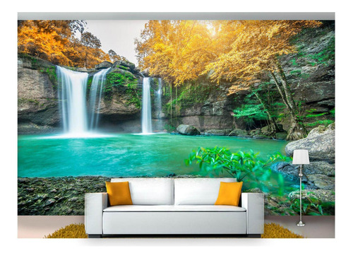 Papel De Parede 3d Cachoeira Mata 6m² Nch172