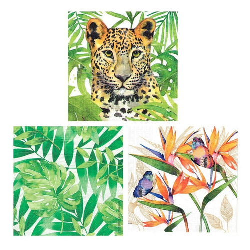 Imagen 1 de 5 de Servilletas Decoupage Selva Tropical Tigre Laura Craft