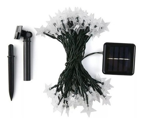Imagen 5 de 8 de Guirnalda Solar Estrella 5 Metros 50 Led Calida Navidad