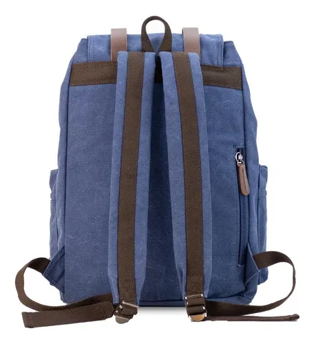 Mochila Con Tapa Y Hebillas Bolsillo Espaciosa Lincolns Color Azul