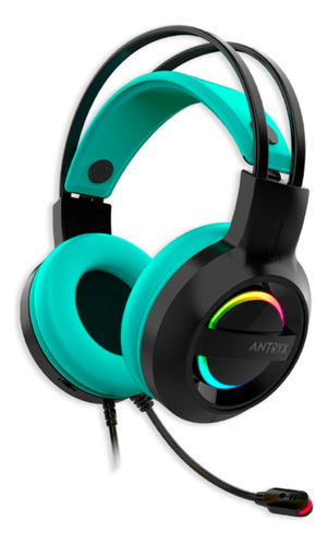 Audifono Gamer Antryx Iris-k Turquoise 7.1 Virtual Usb Rgb