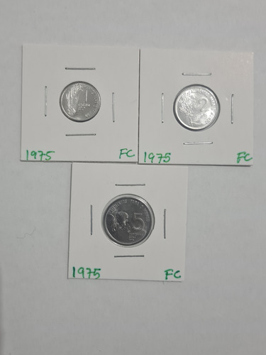 Kit Com 3 Moedas 1, 2 E 5 Centavos 1975 (fao) Flor De Cunh0