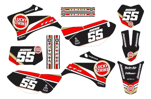 Kit Adesivos Moto De Trilha Ttr 125 Lucky Strike Cross Ttr09