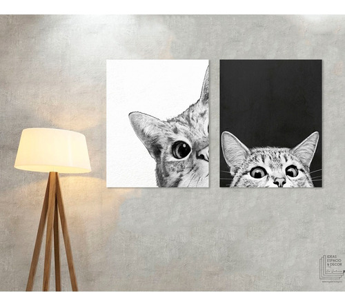 Imagen 5 de 9 de Set Cuadros Gatos En Lienzo Canvas Contemporáneos Modernos
