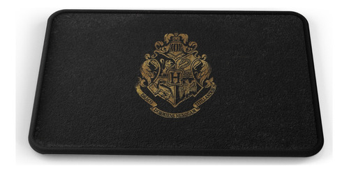 Tapete Hp Hogwarts Logo Fondo Negro Baño Lavable 40x60cm