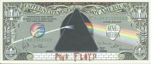 Billete Pink Floyd Un Millón Coleccionable Alusivo Arte