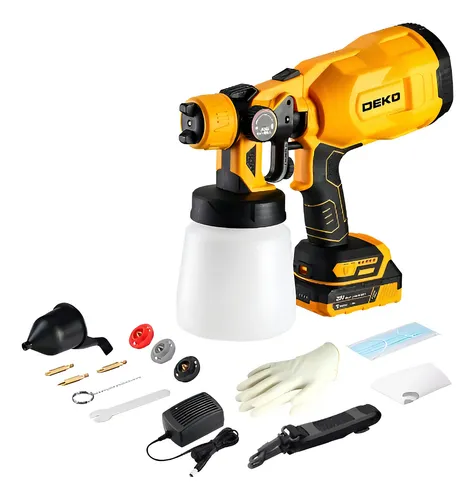 Pistola Pulverizadora de Pintura Deko Bateria 800ml HVLP Amarelo