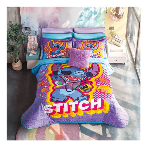 Edredón Stitch Vibes Reversible Matrimonial