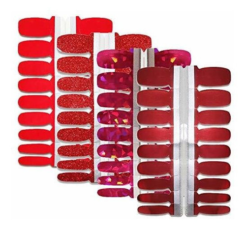 Bornbeauty Pegatinas Para Esmalte De Uñas Color Rojo 4 Hojas