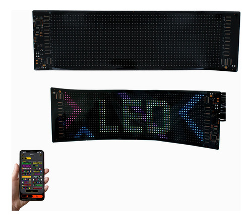 Panel Led Flexible Letrero Rgb Bluetooth Funciones 16x90cm