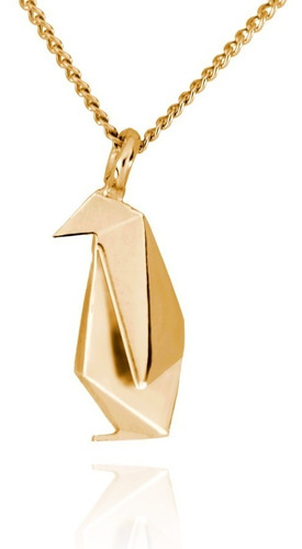 Dije Origami Pingüino De Plata Con Acabado En Oro Color Dorado