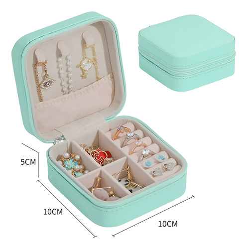 Mini Joyero Viajero Portátil 10x10x5cm Con Cierre 4 Colores