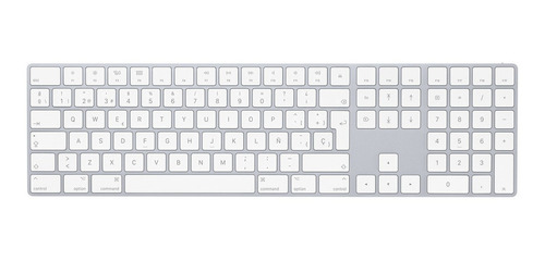 Imagen 1 de 3 de Teclado bluetooth Apple Magic Keyboard con teclado numérico QWERTY español color blanco