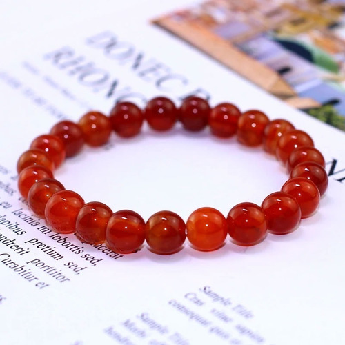 Pulsera Ágata Roja Natural (india) - Original - Exclusiva