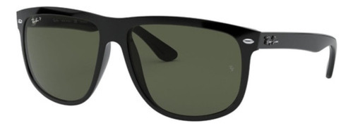 Anteojos de sol polarizados Ray-Ban RB4147 Standard con marco de nailon color gloss black, lente green clásica, varilla gloss black de nailon