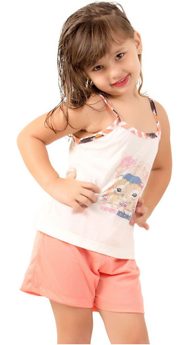 Kit 5 Pijama Curto Infantil Feminino Roupa De Menina Atacado