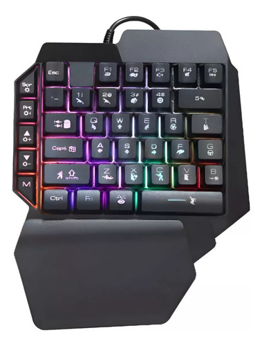 Mini Teclado Gamer Uma Mão - Compacto Ergonômico Para Jogos