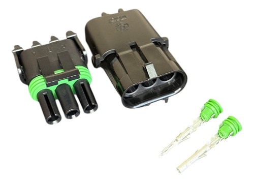 Kit 10 Pares Conector 3 Vias Delphi Selado Preto