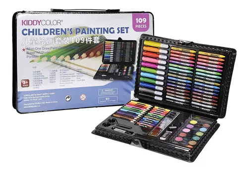 KIDDYCOLOR 109-Piece Deluxe Art Set for Kids, Painting & Drawing Art  Supplies in a Plastic Case with Markers, Watercolor Cakes, Color Pencils,  Great