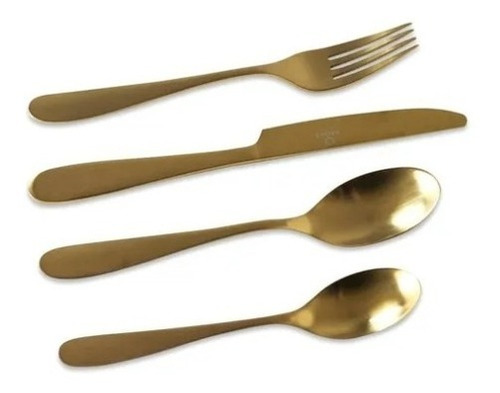 Set De Cuchillería De 24 Piezas Gold Krons Color Dorado