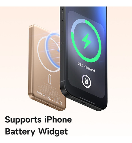 Power Bank Inalámbrico Magnético Cargador Delgado 5000mah Desert Gold