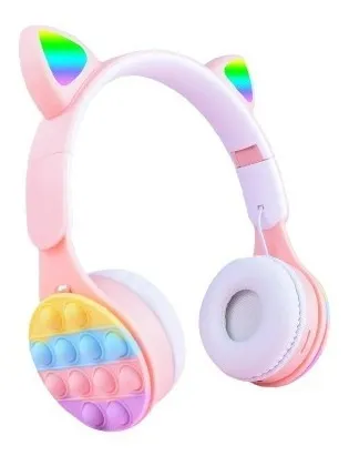 Aud fonos Luces Led Bluetooth Orejas Ni as Pop It