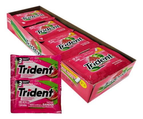 Chicle Dulce Trident 3s Sabor A Sandia X24 Unds