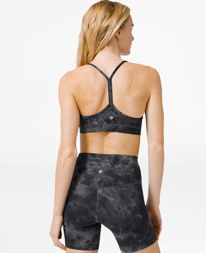 Lululemon Flow Y Bra Deportivo Color Negro Diamond Dye Pitch Grey Tie Dye 4 (Usado)