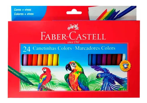 Canetinhas 24 Cores Colorir Faber Castell Hidrocor Pintar