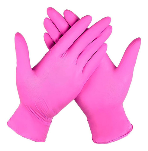 Guantes De Nitrilo Descartables Rosa 50 Pares Talle L