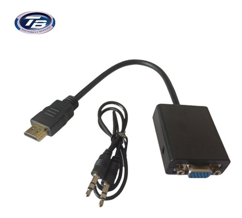 Imagen 4 de 4 de Convertidor Hdmi A Vga Con Sonido (incluye Cable De Audio)