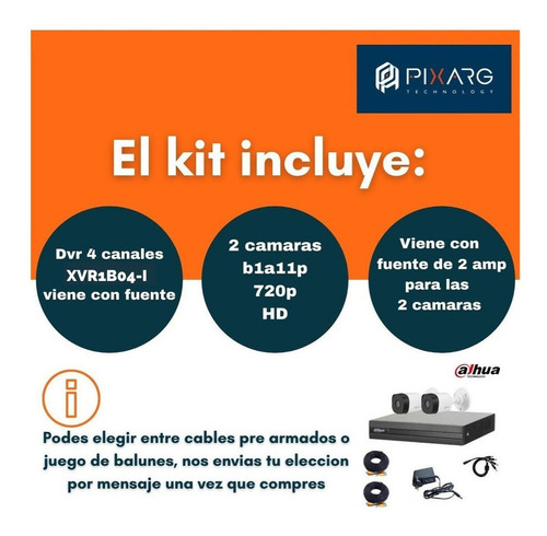 Imagen 2 de 8 de Kit 2 Camaras Seguridad Hd Dvr Dahua Full Hd Lite 4 Ch P2p
