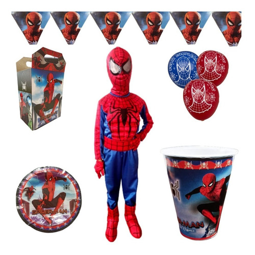 Hombre Araña Paq Fiesta Disfraz Articulo 15 Niños Cumpleaños