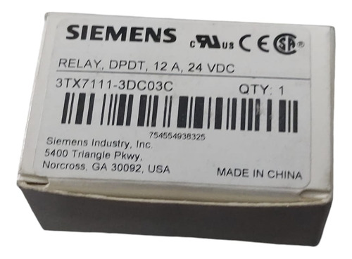 Siemens 3tx7111-3dc03c Plug-in Relay, Dpdt, 12a, 24vdc