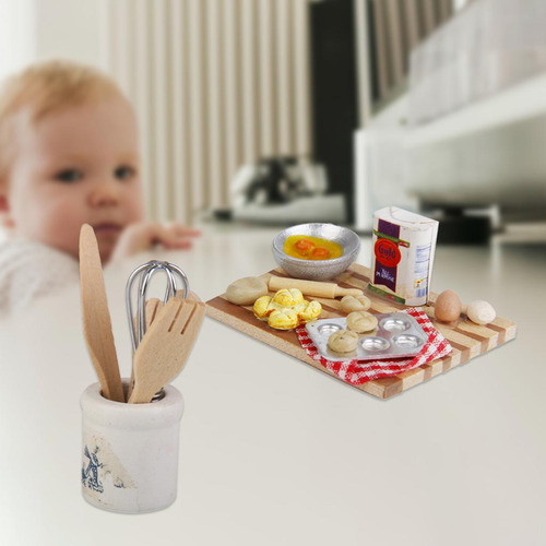 1/12 Casa De Miniatura Cocina Comestibles Huevos Leche Pan