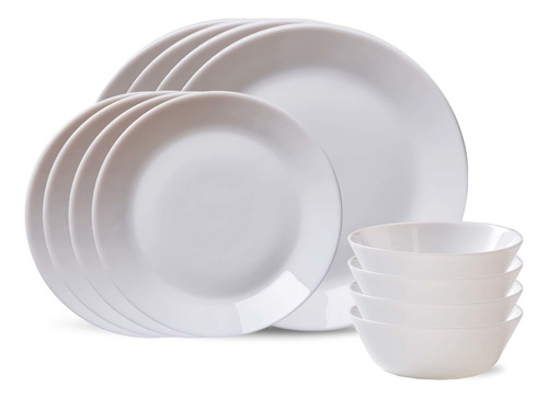 Vajilla Corelle Milkglass 12 Piezas Servicio Para 4 Ligera Y