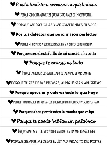 Frasco Razones Mensajes San Valentin Dia Enamorados Regalo