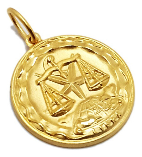 Medalla Signo Zodíaco - Libra - Plaqué Oro 21k - 22mm 
