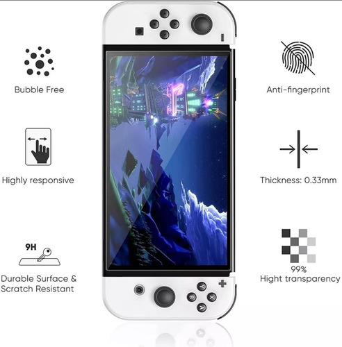 2 Micas De Cristal Templado 9h Para Nintendo Switch Oled