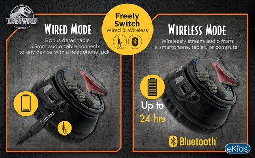 Auriculares Inalámbricos Bluetooth Ekids Jurassic World