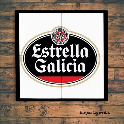 Quadro Estrella Galícia Com 4 Azulejos E Moldura.