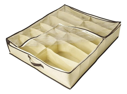 Organizado Para Zapatos Bajo De Cama Anti Polvo Con Cierre Color Beige