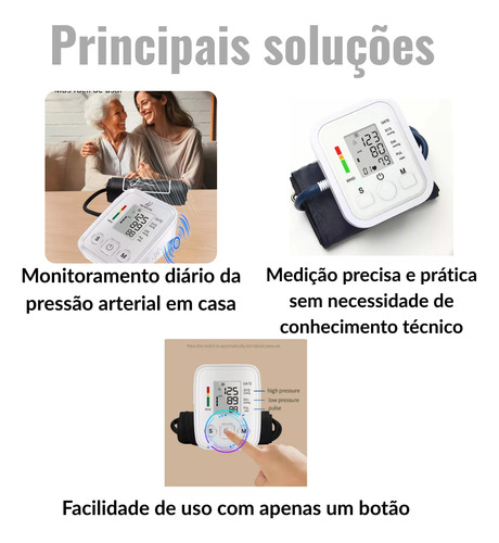 Monitor Aferidor Pressão Digital Automático Braço Tela Lcd