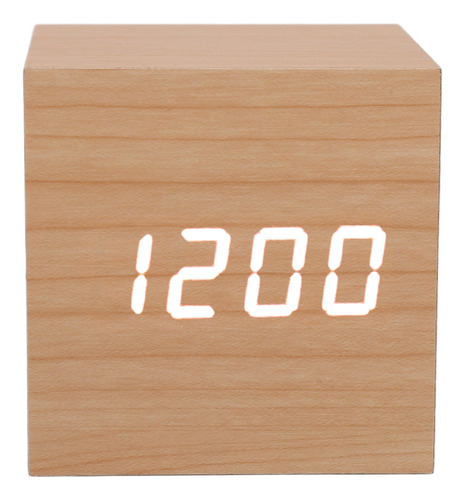 Reloj Led De Madera Multifuncional Con Pantalla Grande, 3 Br