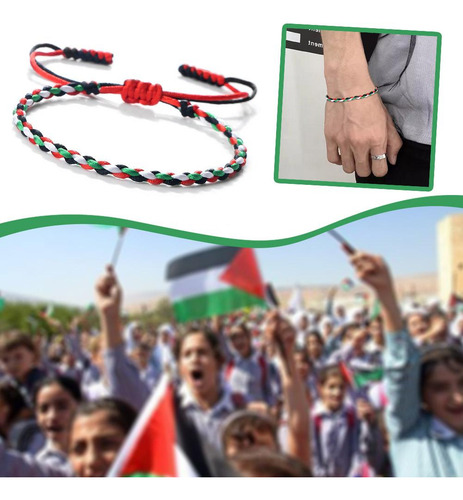 Pulsera Tejida Palestina Hecha A Mano Con Cuerda Ajustable
