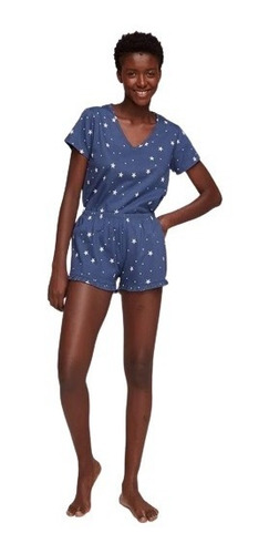 Pijama Curto Feminino Estampado Decote V Hering Estampado 
